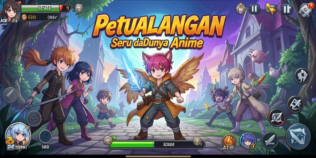 Tampilan gameplay AFAF yang penuh aksi dan karakter anime.