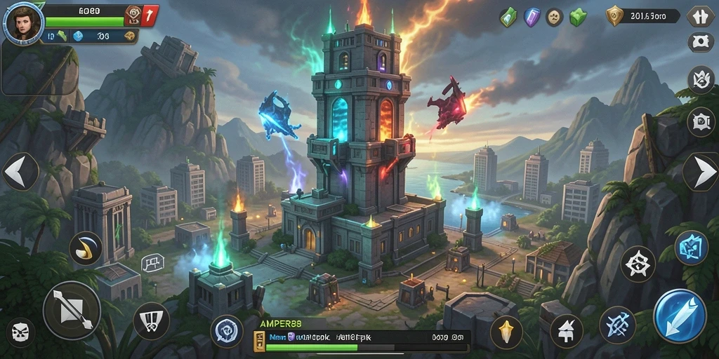 Tampilan gameplay AMPER88 yang seru dalam Tower Defense.