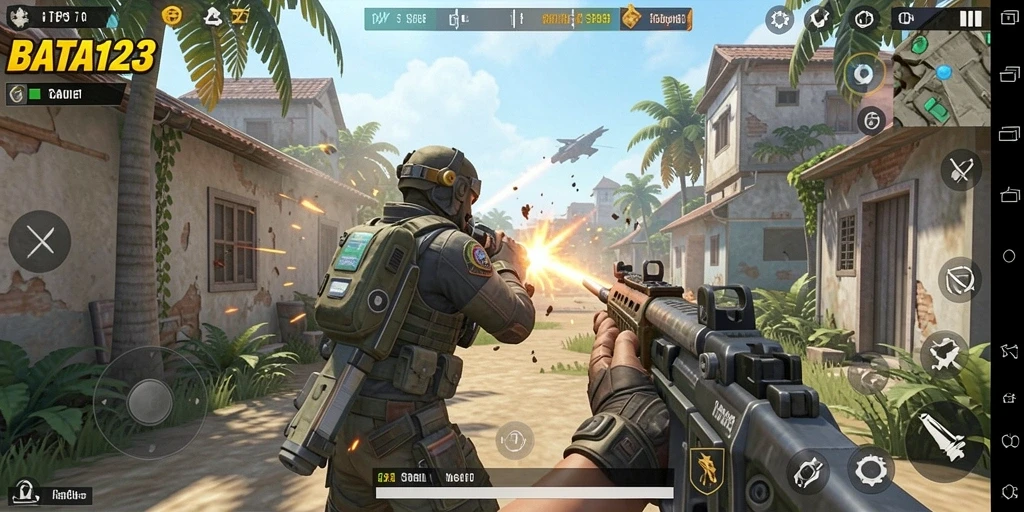 Screenshot BATA123 menampilkan aksi seru dalam gameplay TPS.