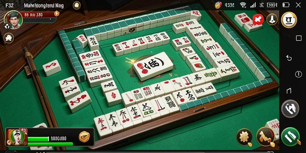 Tangkapan layar utama F32 menampilkan gameplay Mahjong yang menarik dan menantang.