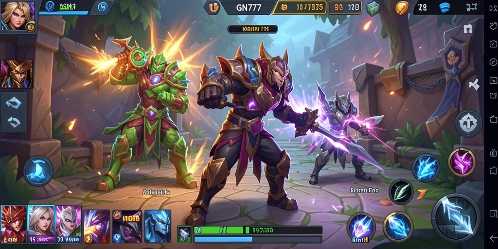 Tangkapan layar GN777 yang menampilkan aksi seru dalam arena MOBA.