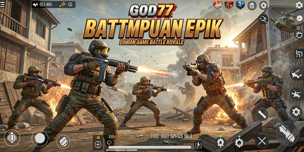Gameplay intens dan strategis dalam GOD77 Battle Royale.