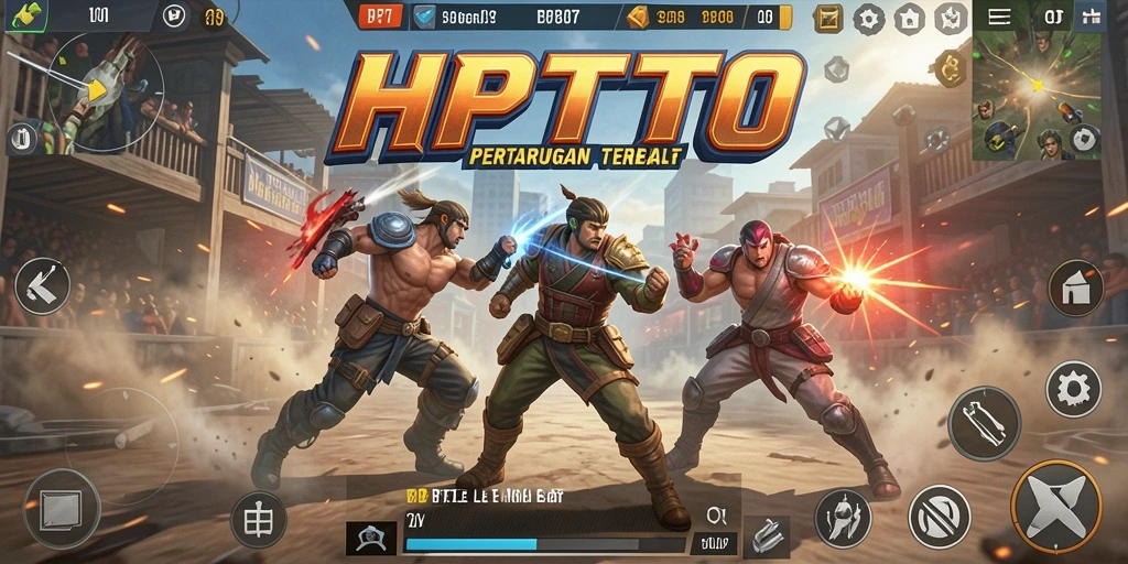Tangkapan layar utama HPTOTO menunjukkan aksi seru dalam pertempuran Battle Royale.