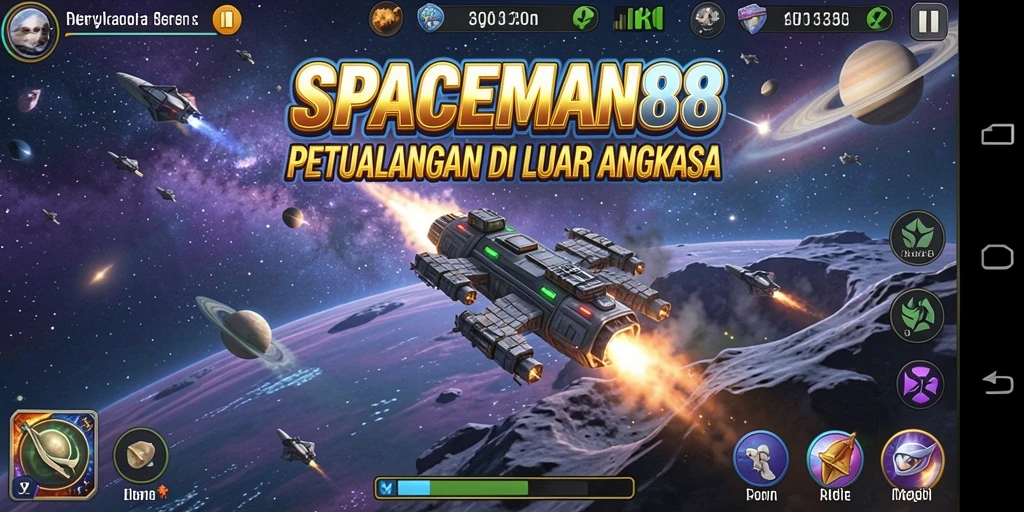 Tangkapan layar SPACEMAN88 menampilkan petualangan luar angkasa yang mendebarkan.