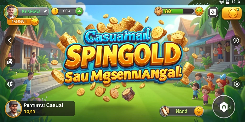 Tampilan gameplay SPINGOLD yang cerah dan menarik.