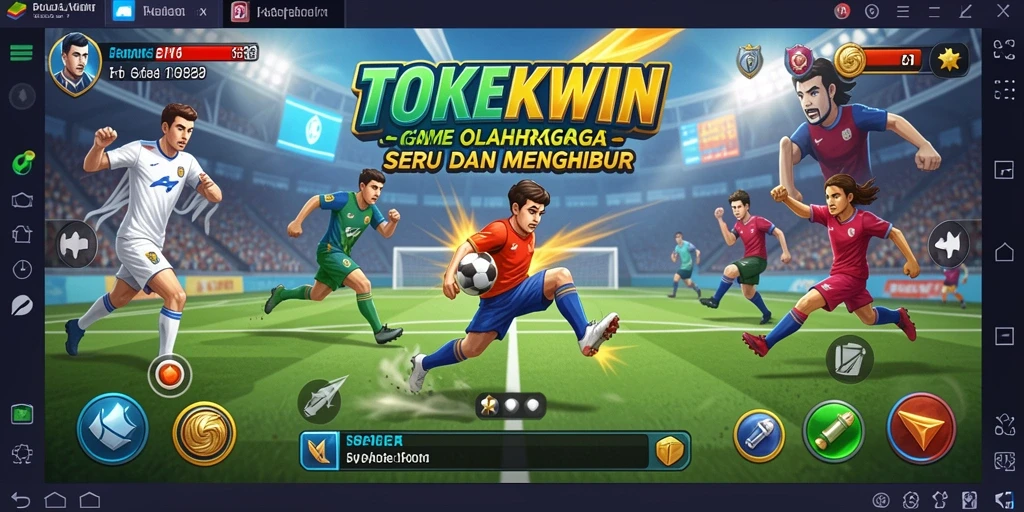 Screenshot gameplay TOKEKWIN dengan aksi olahraga yang mendebarkan.