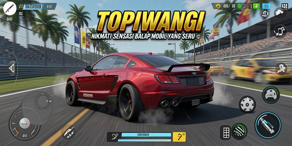Gameplay seru balapan mobil di TOPIWANGI.